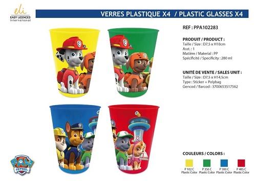 Lot de 4 verres Pat Patrouille